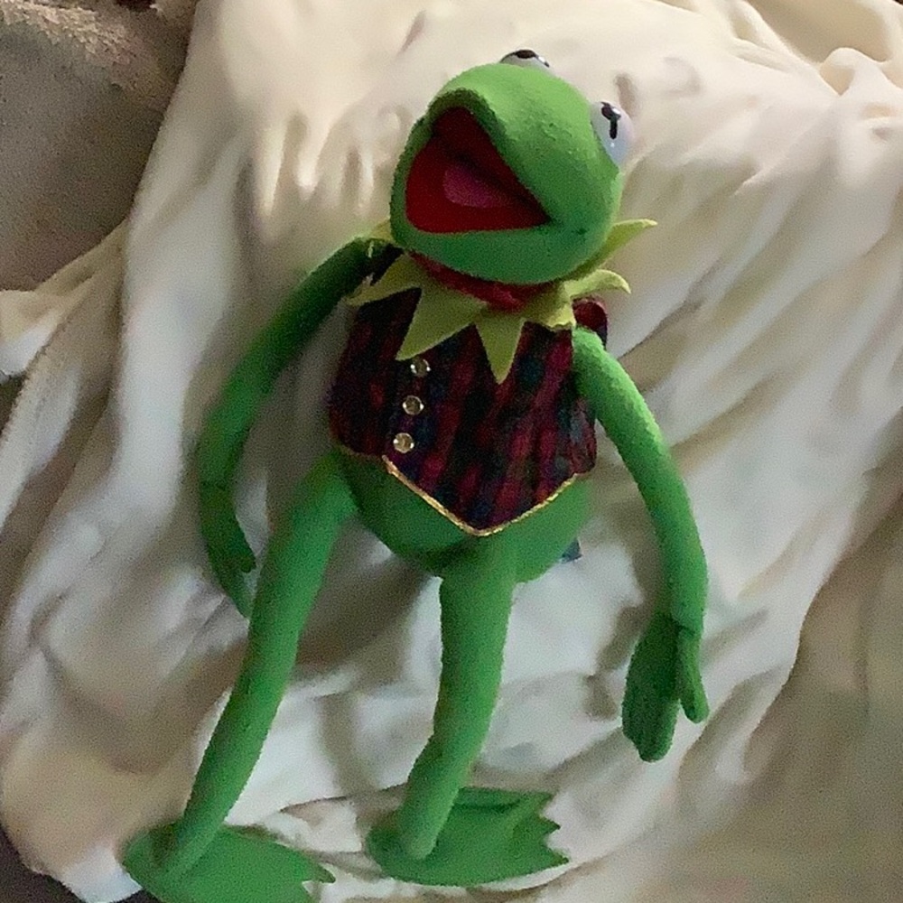 24” Eden Toys Kermit the Frog plush with plaid vest. Jim Henson Muppets.